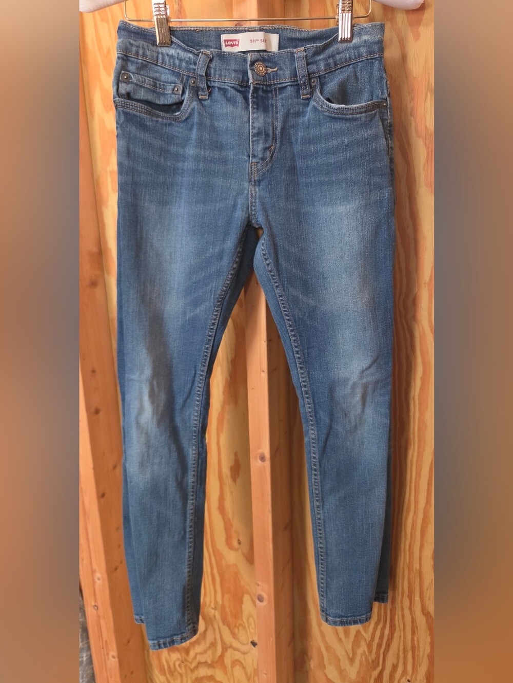 Levi's Boys 511 Slim Fit Jeans Medium Wash Blue Stretch Size 14 Regular 27x27